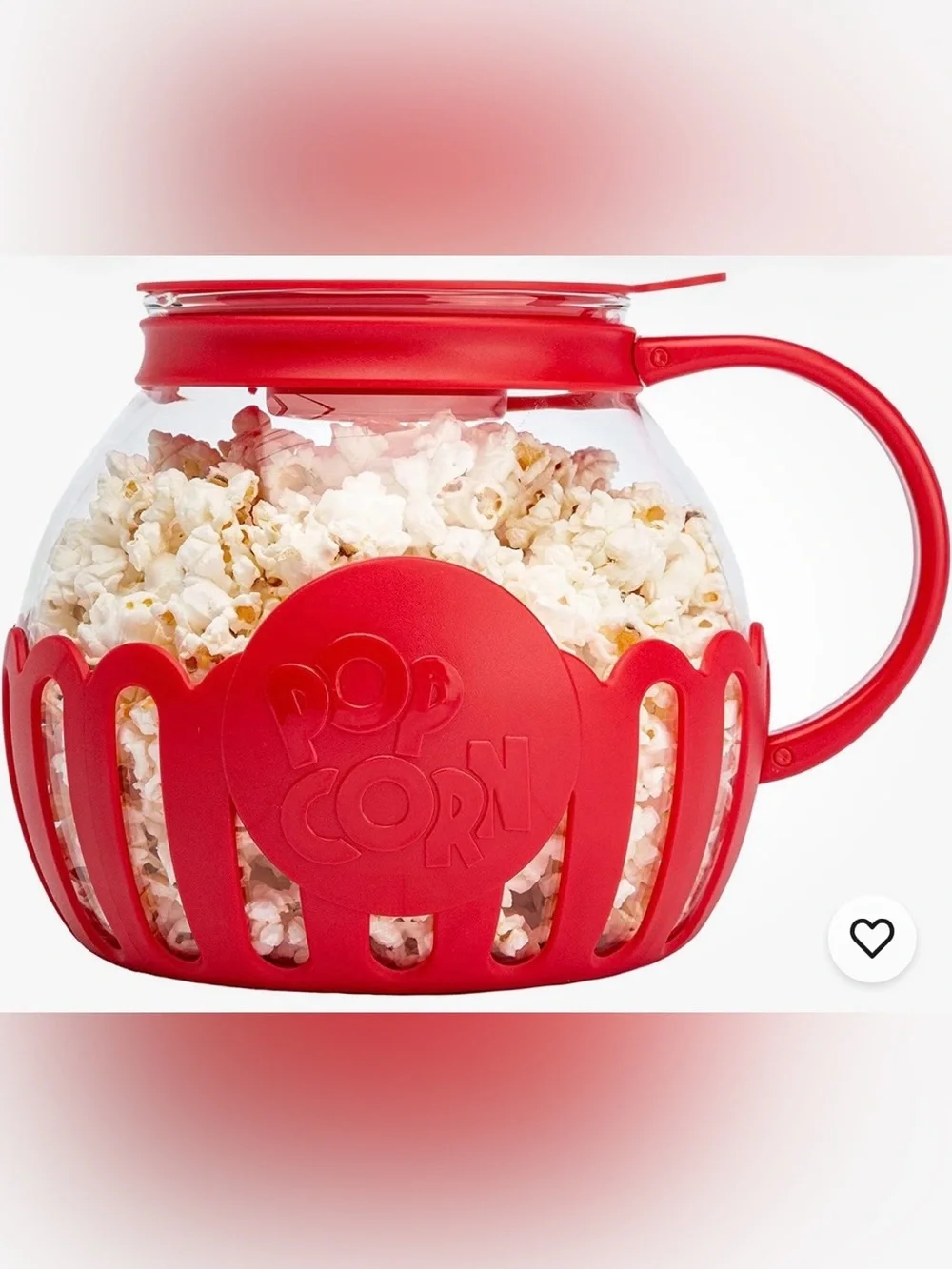 Micro-pop popcorn 🍿 popper for microwave use: red : glass: 3 QT